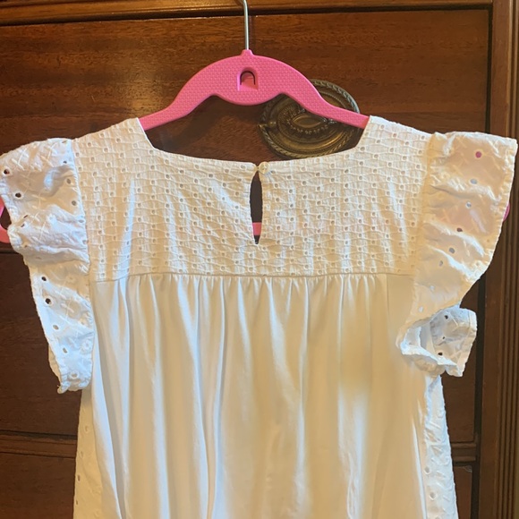Crown and Ivy White Girls Size 12 Lace Eyelet Shift Dress Flutter Sleeve - Picture 8 of 9